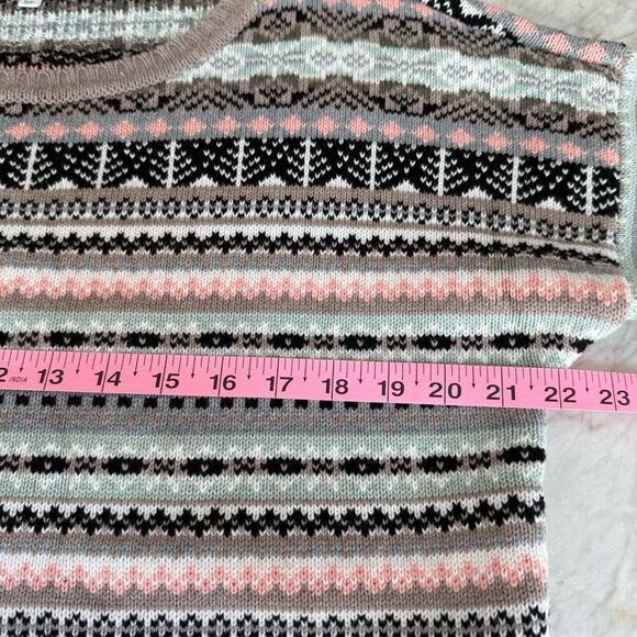 Victoria's Secret Sweater Knit Fair Isle Striped Oversize Thick 100% Cotton sz S - Picture 6 of 7